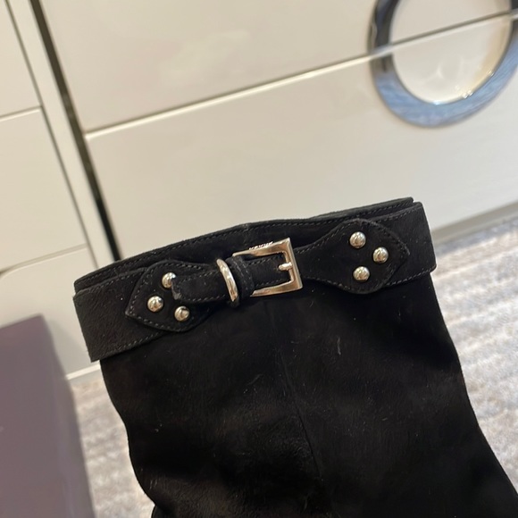 Prada black Suede Ankle boots with heel Booties vintage - Picture 15 of 17
